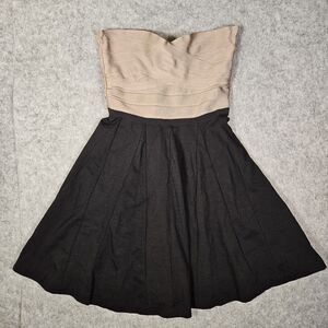 Erin Fetherston Womens Beige Black Bandage Fit & Flare Dress Party Cocktail Sz M